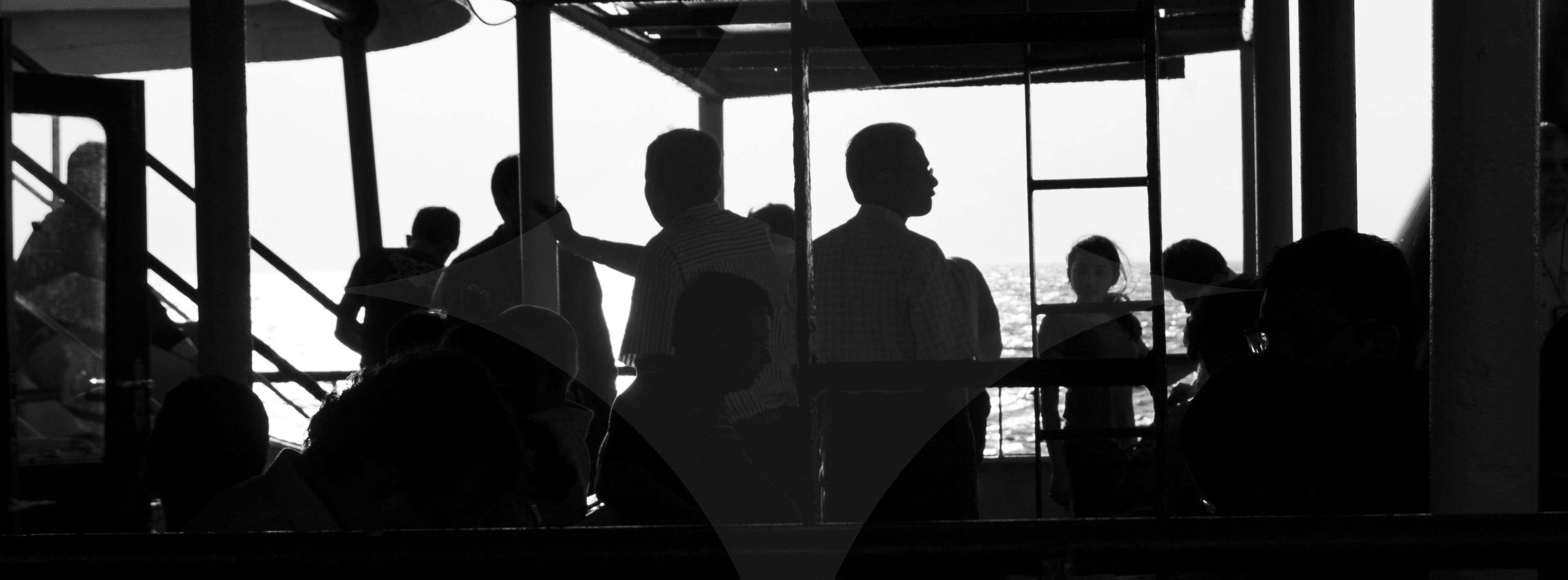 Silhouettes in premium aviation lounge