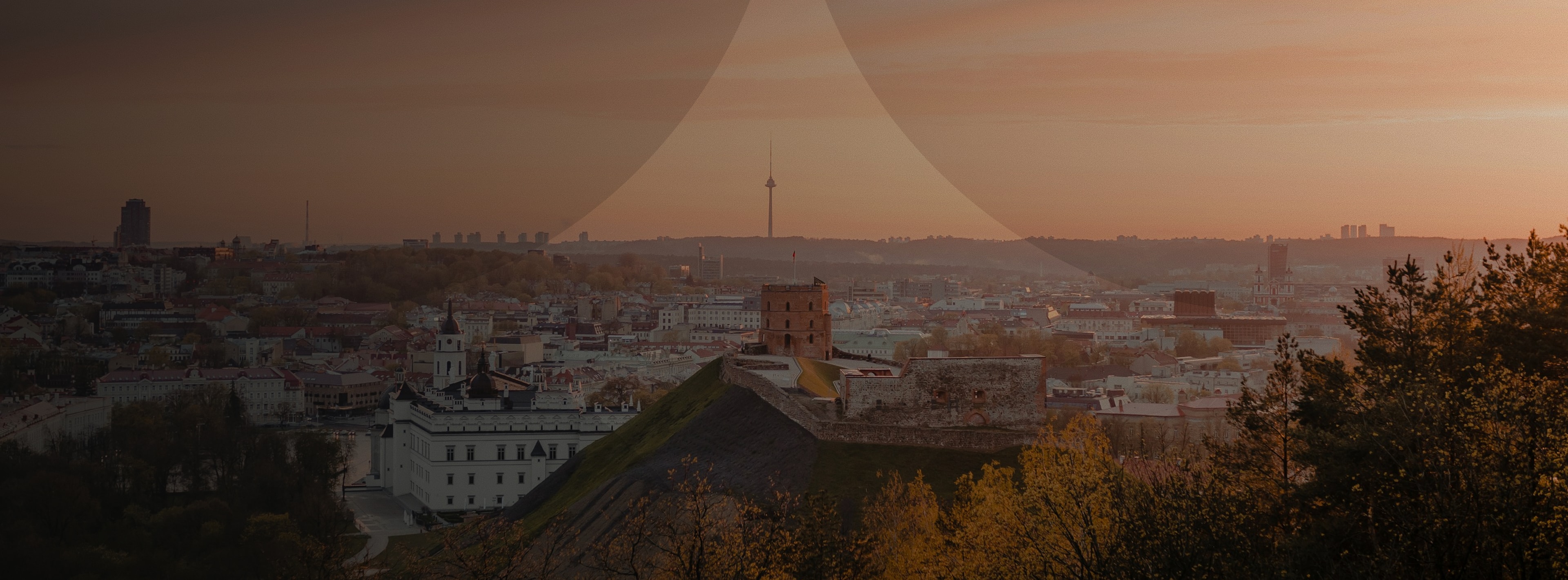 Vilnius city skyline at sunset